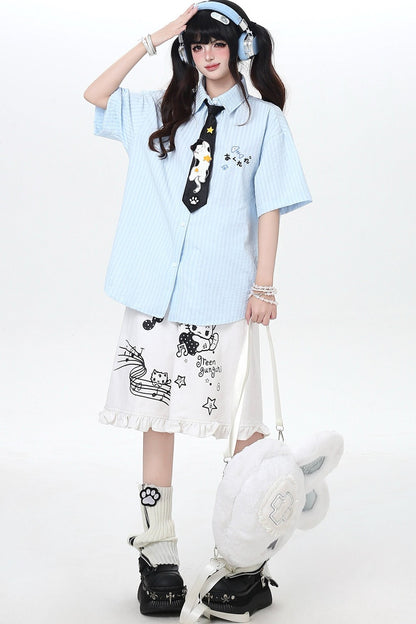 Embroidered Cat Blouse