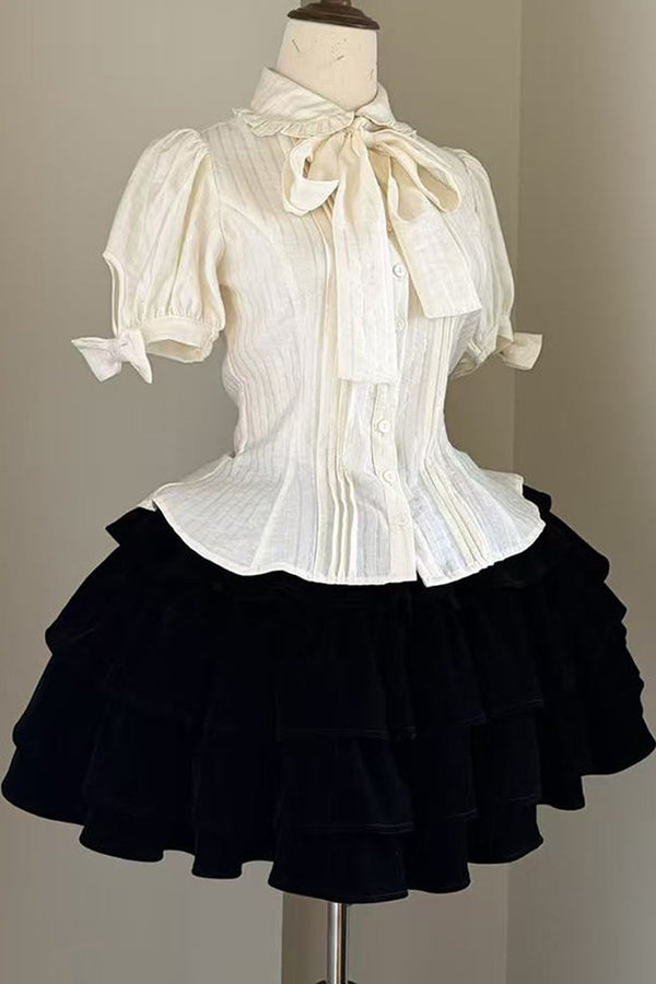 Bow Short Sleeve Blouse
