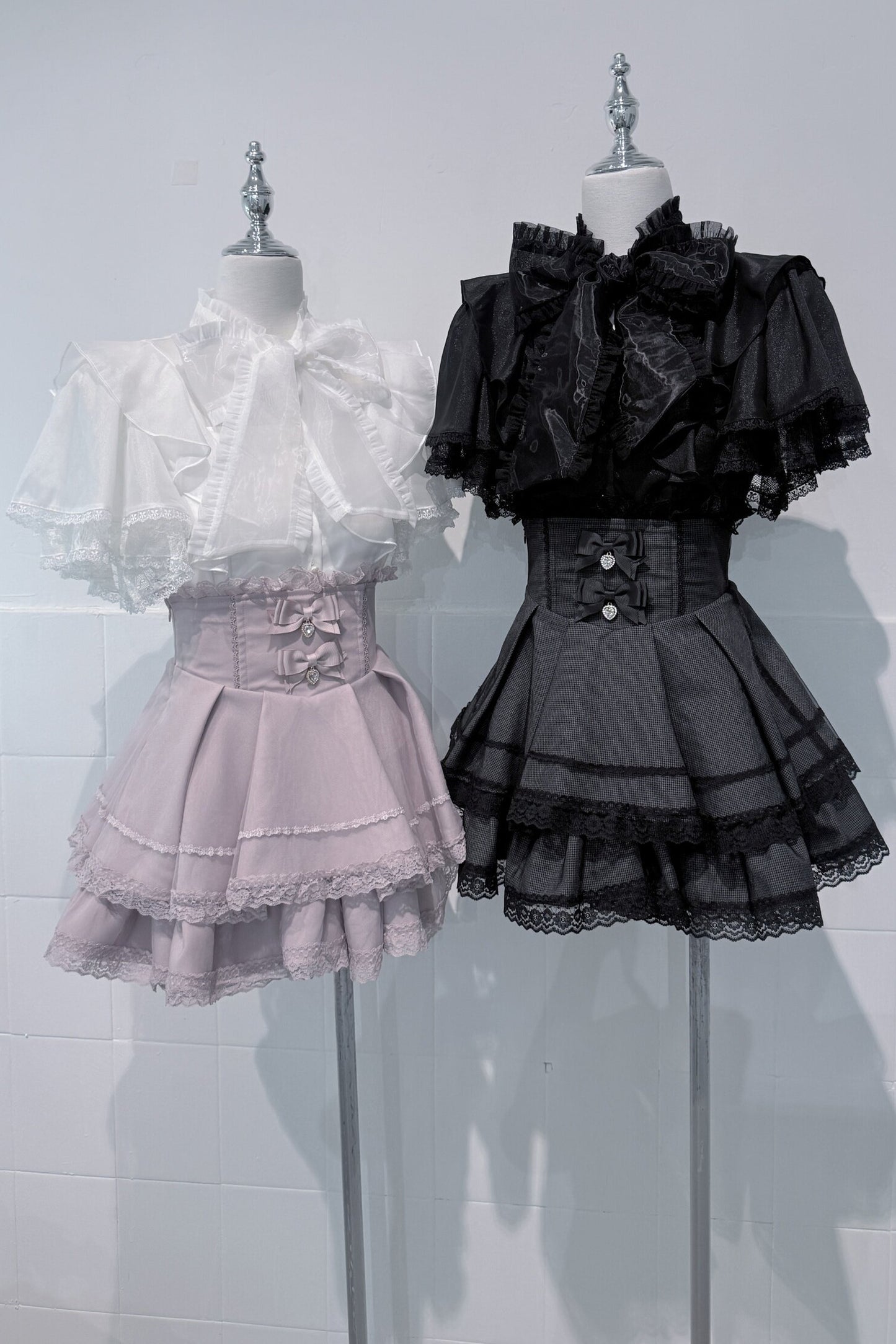 Lace Butterfly-Sleeve Blouse+Skirt
