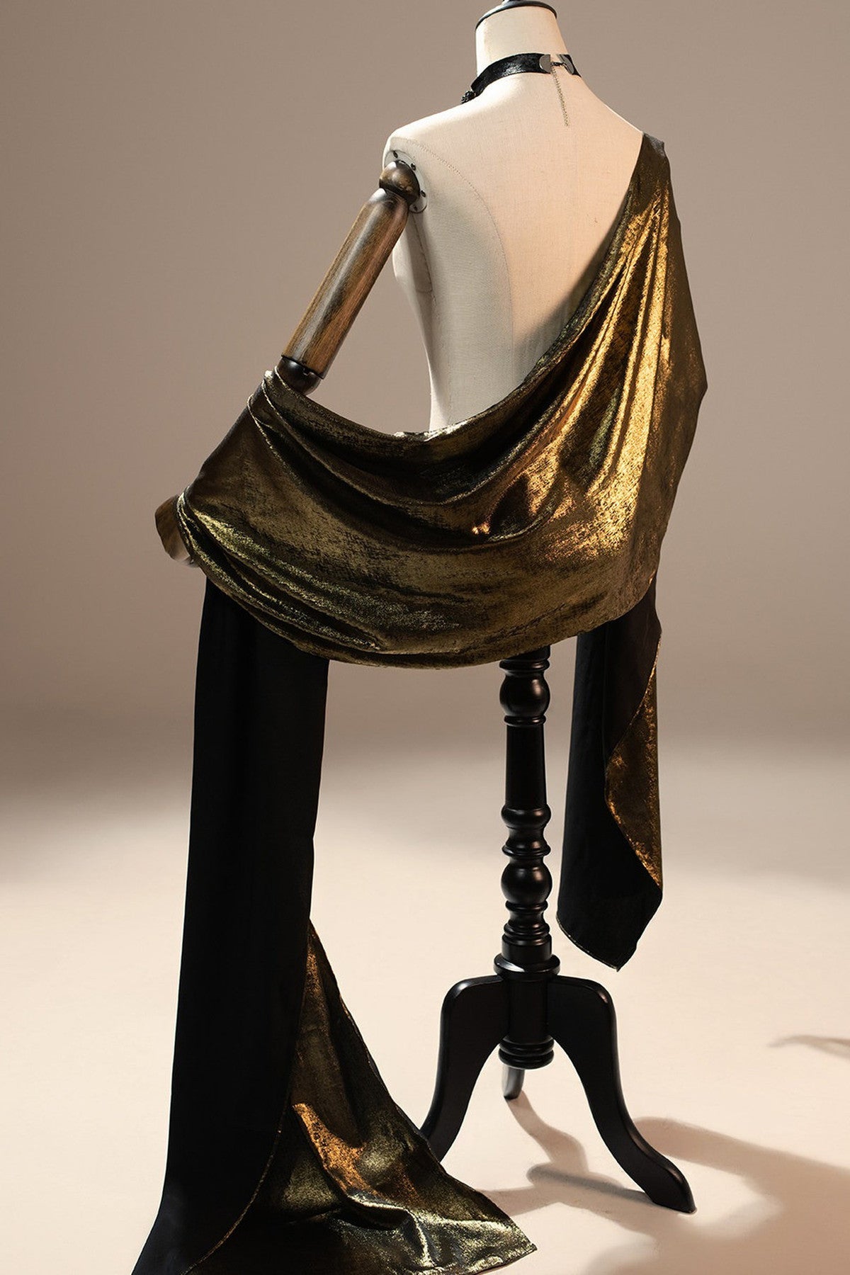 Black Gold Beaded Empire Dress