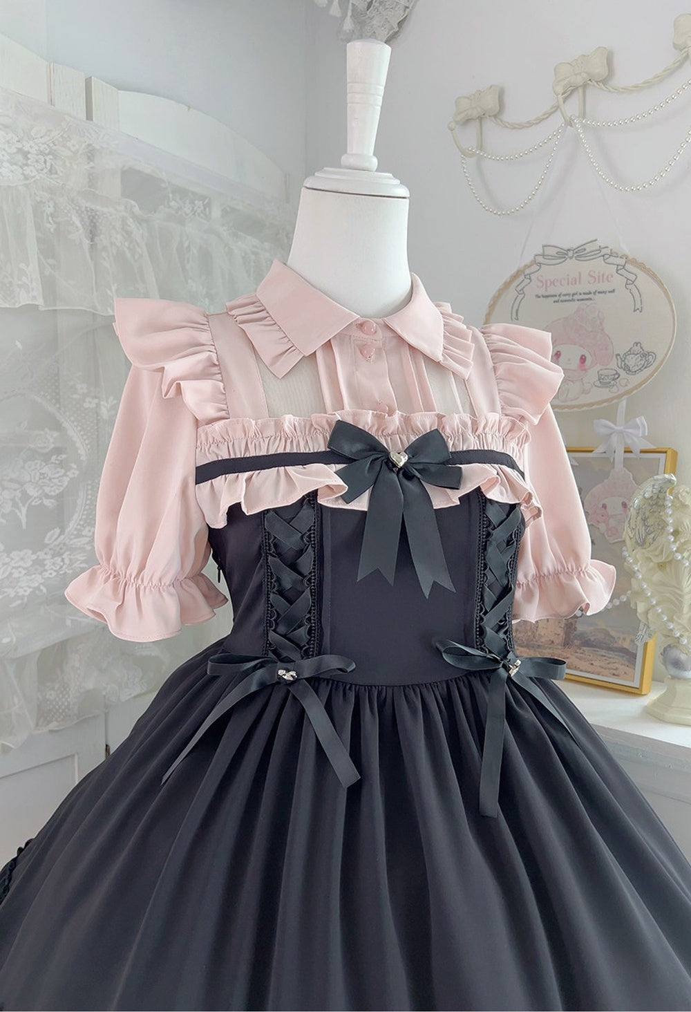 Lolita Lace Ribbon Ruffle Dress