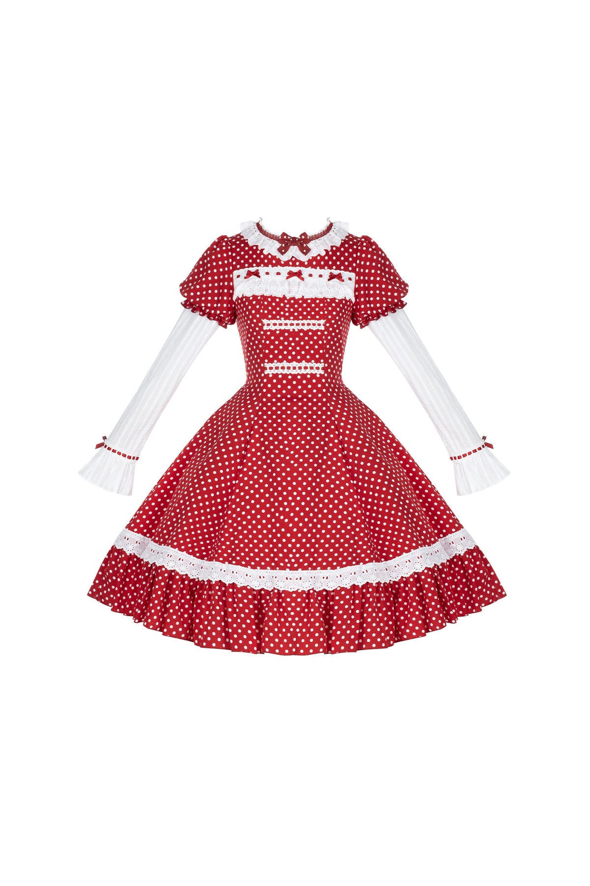 Polka Dot Ruffled Dress With Base Top Set-Up