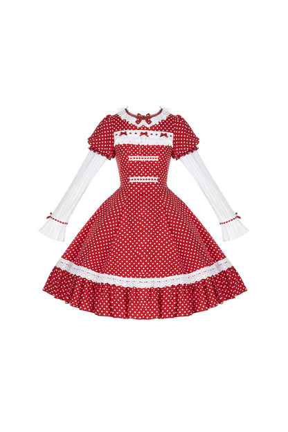 Polka Dot Ruffled Dress With Base Top Set-Up