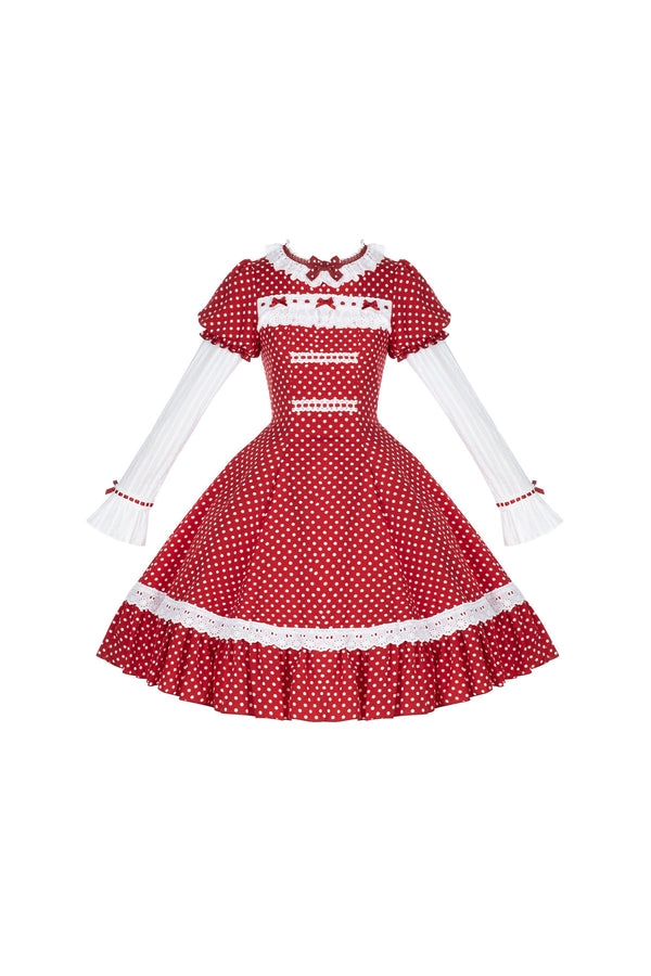 Polka Dot Ruffled Dress With Base Top Set-Up