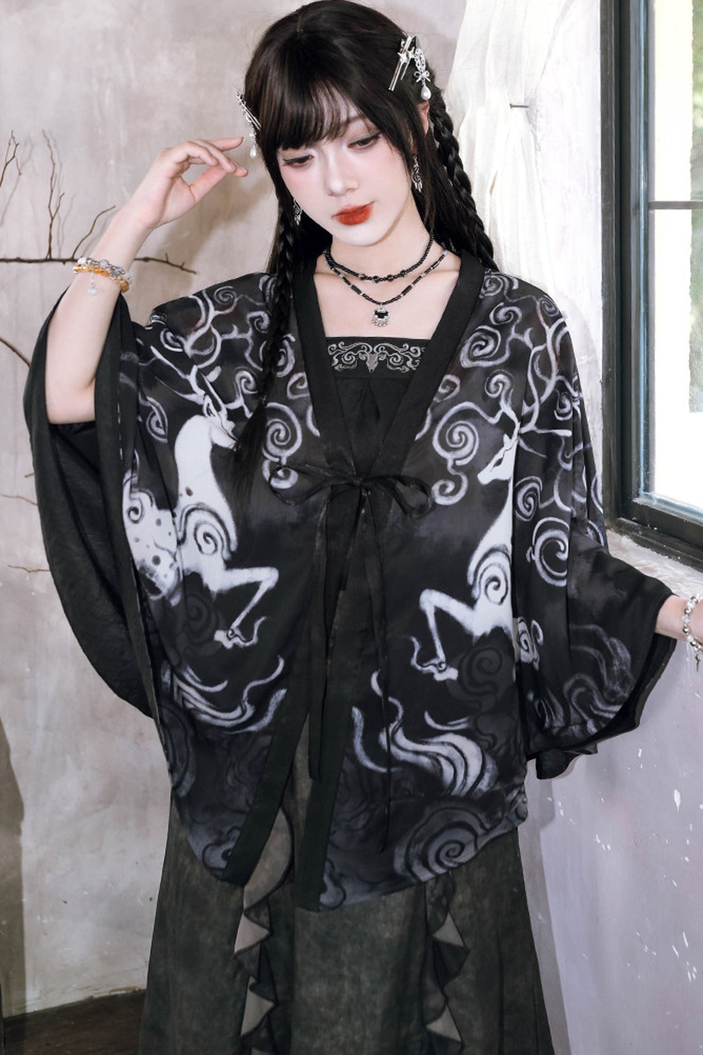 和柄チャイナシフォンケープ