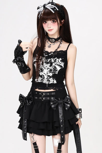 Midnight Rebel Bow Mini Skirt