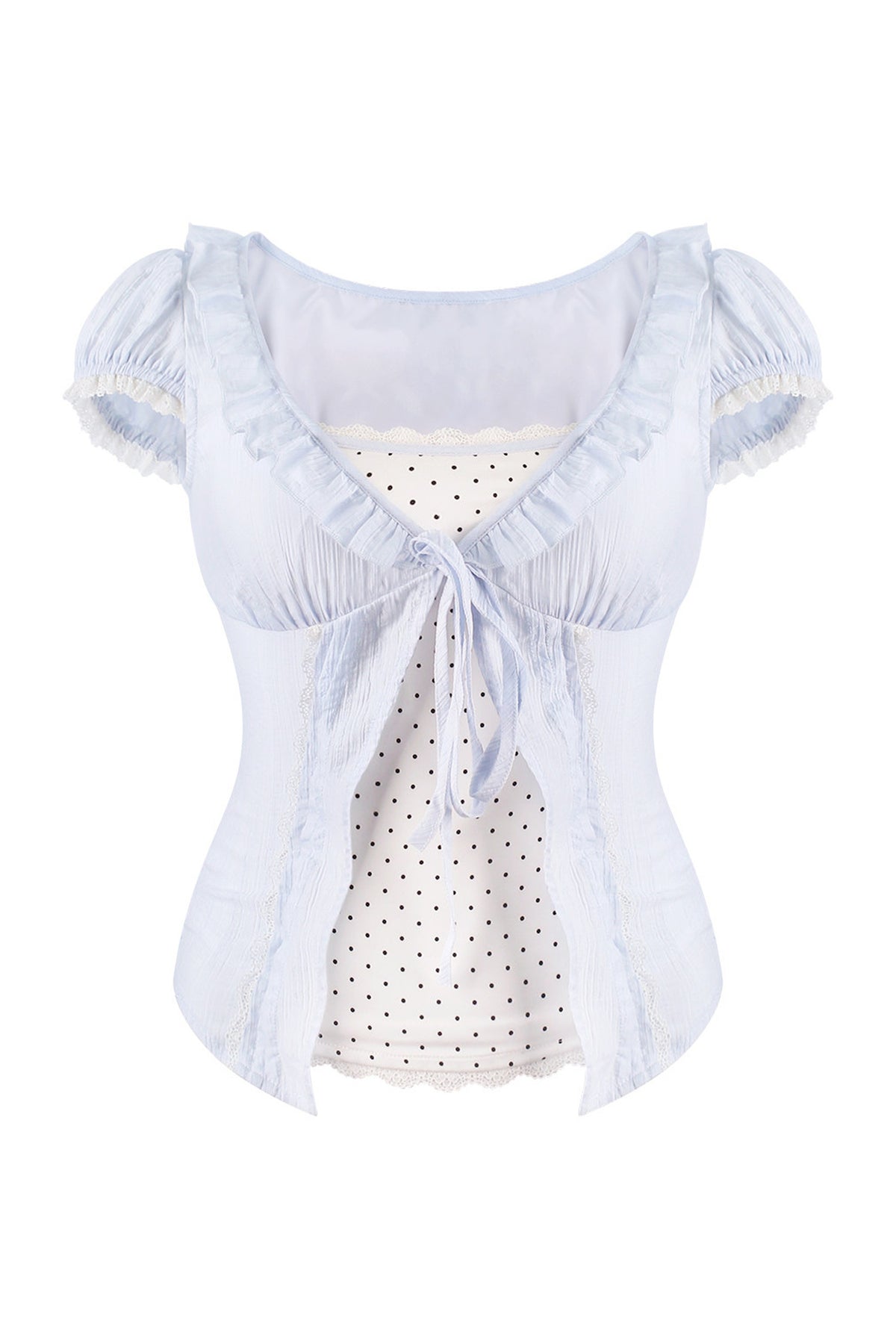 Blue And White Polka Dot Top And Cake Skirt Set-Up