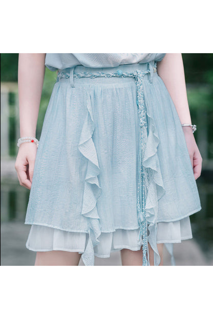 Chiffon-Set im China-Stil mit Hirsch-Print
