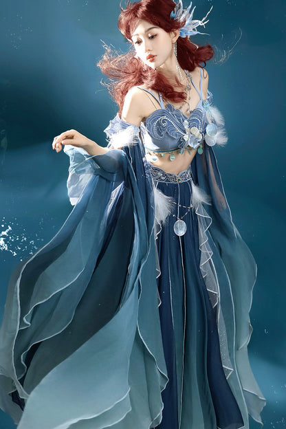 Exotic Mermaid Princess Hanfu Skirt and Camisole Set-Up