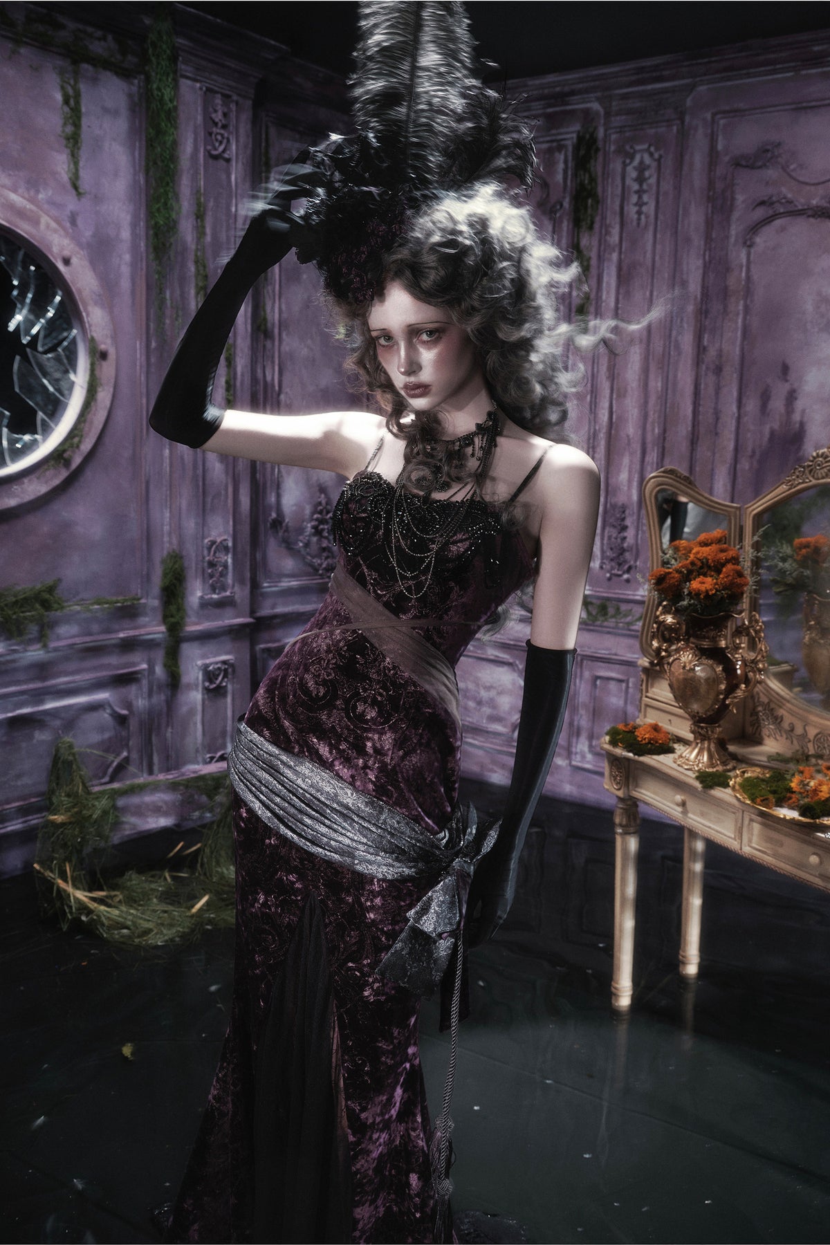 Robe sirène gothique en velours