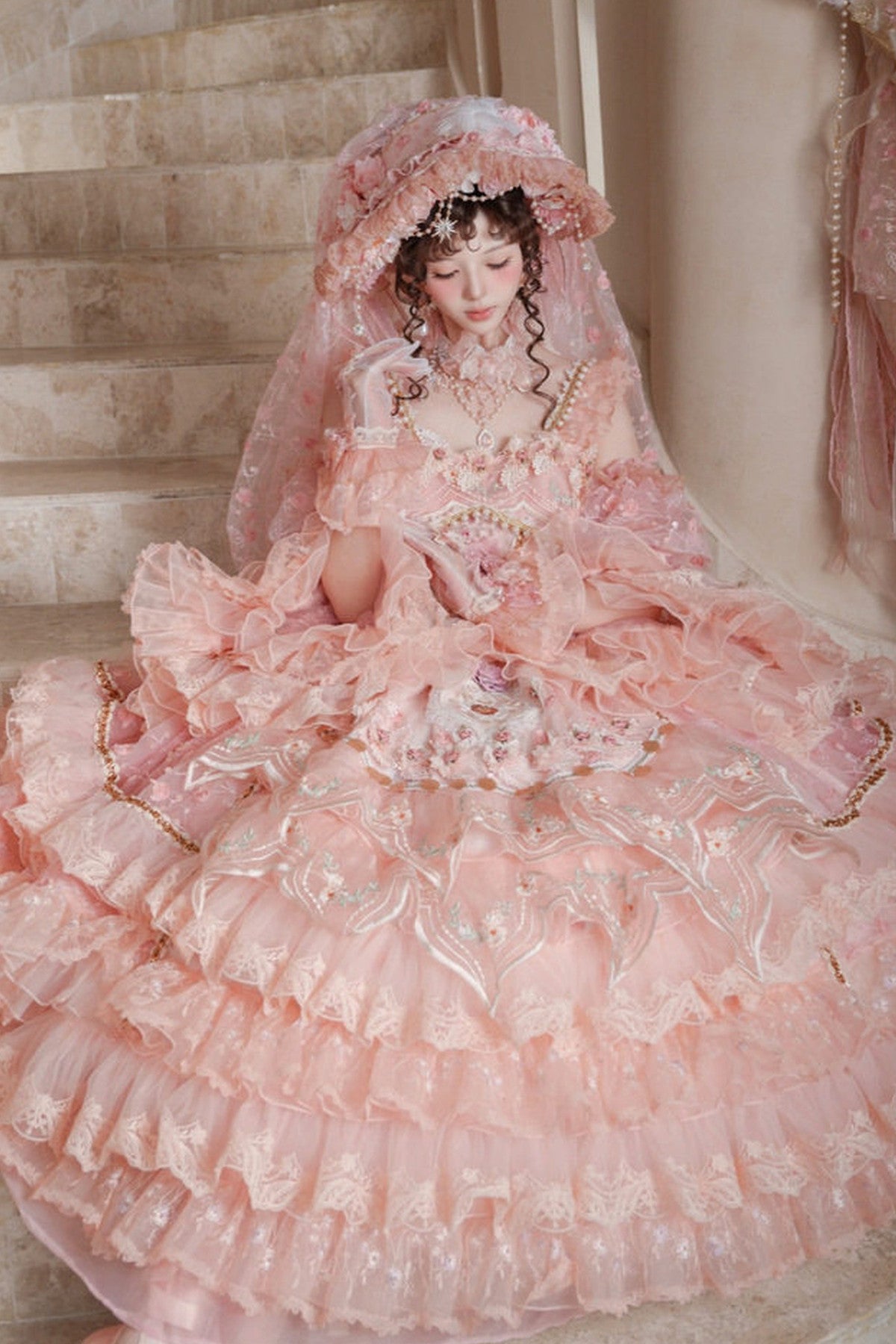 Peach Floral Tea Party Dress