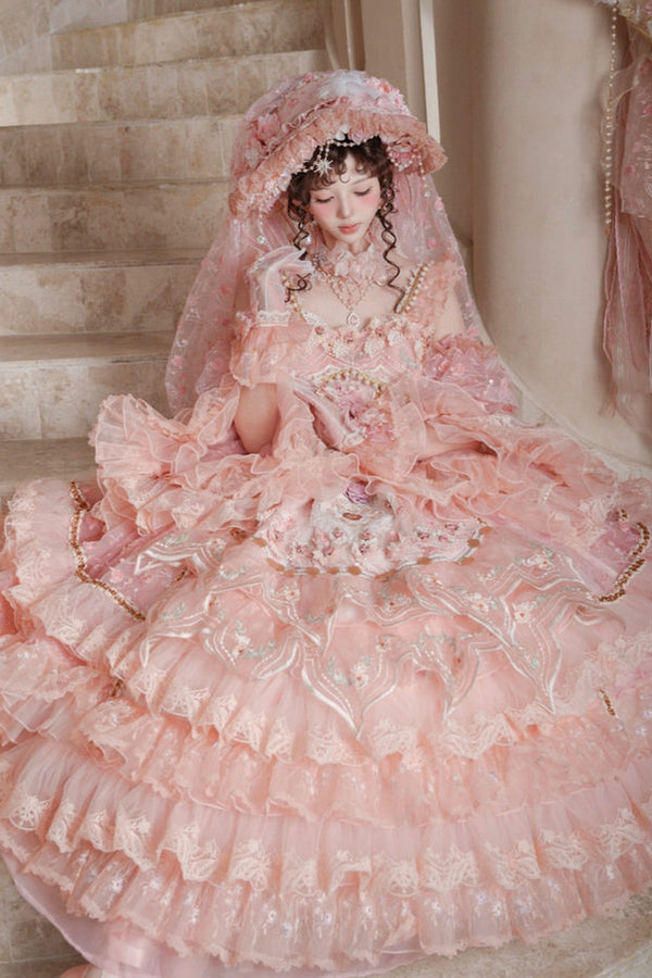 Peach Floral Tea Party Dress