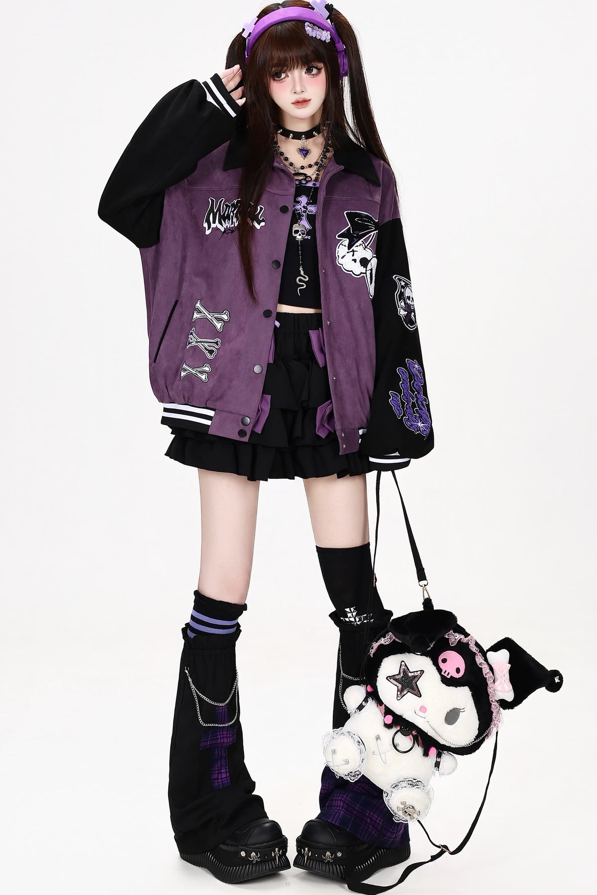 Veste de baseball oversize à broderie épaisse