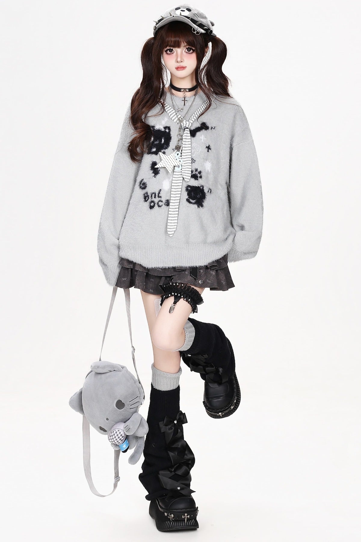 Cat Striped Pullover Sweater