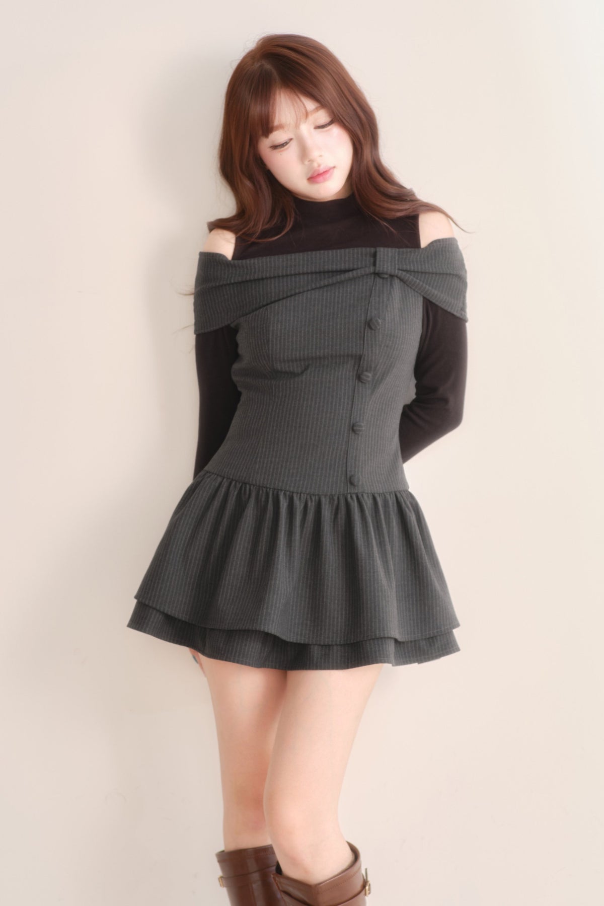 Long Sleeve Knitted Striped Dress