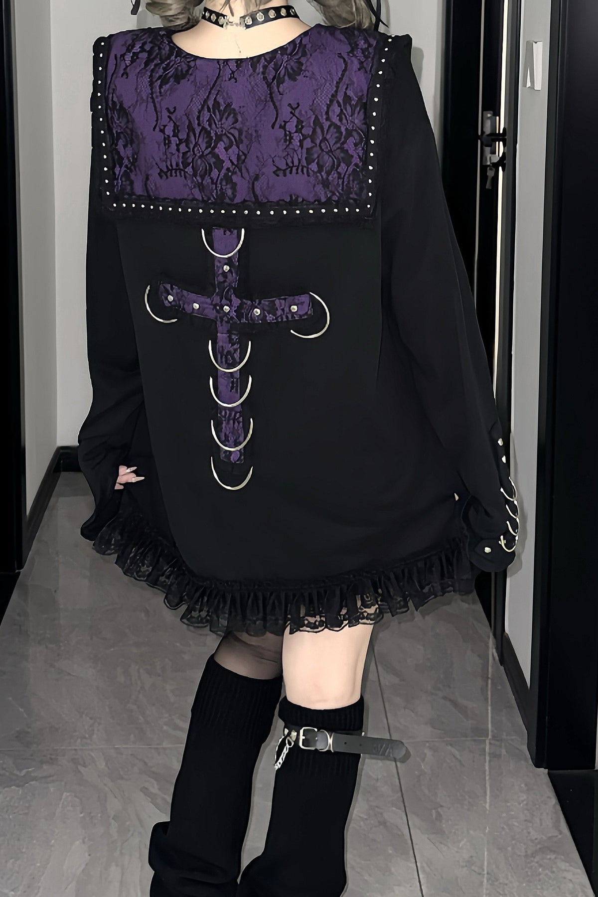 Skull Print Long Sleeve Dress