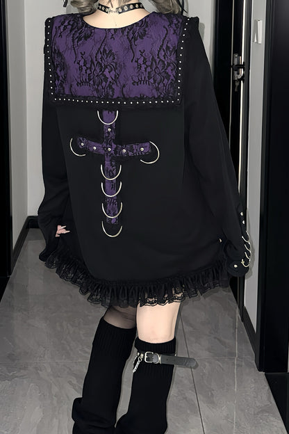 Skull Print Long Sleeve Dress