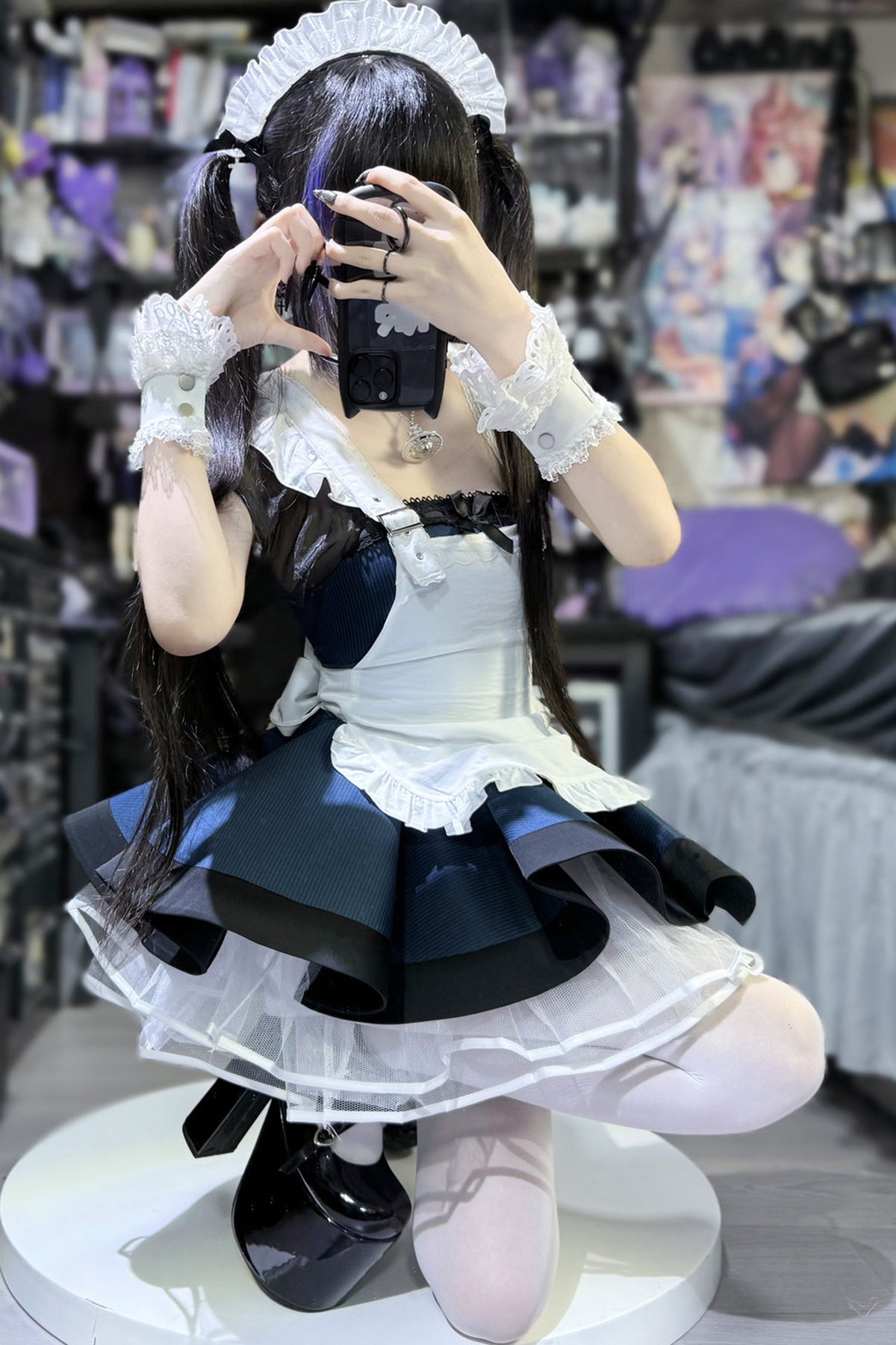 Striped Layered-Look Maid Dress