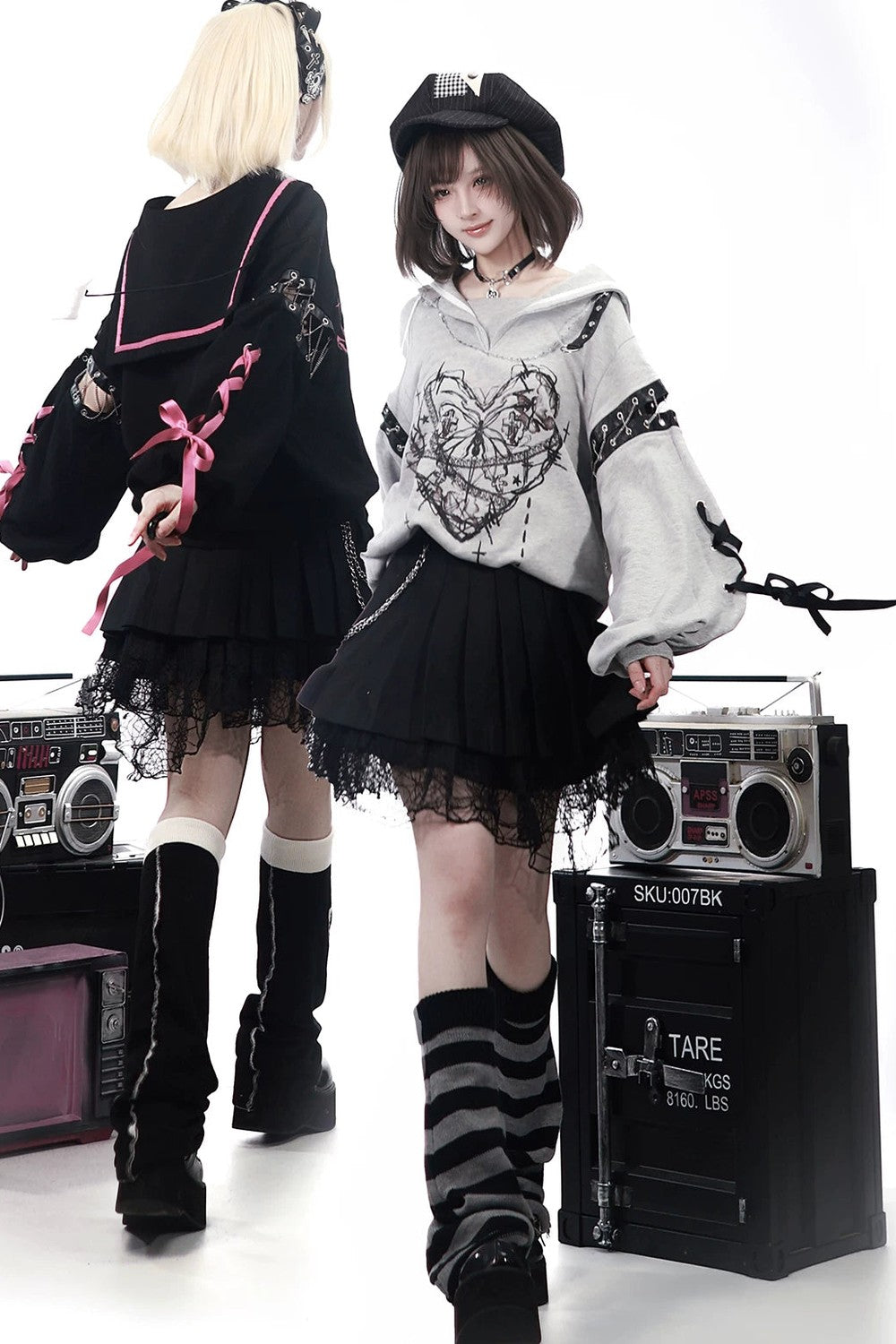 Dark Subculture Butterfly Sweatshirt + Skirt
