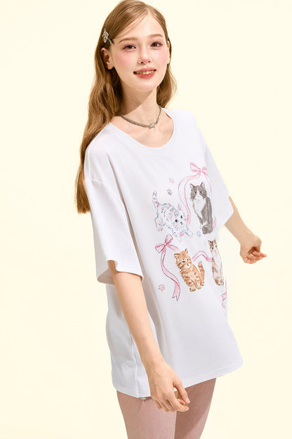 Süßes Katzen-Oversize-T-Shirt