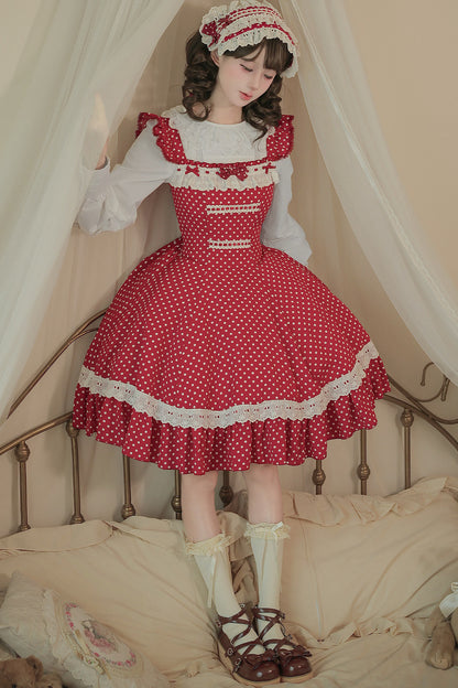 Polka Dot Ruffled Dress With Base Top Set-Up