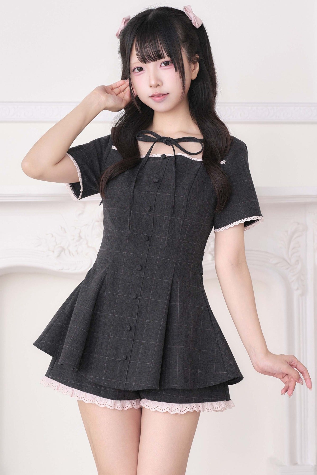 Lace Trim Plaid Dress