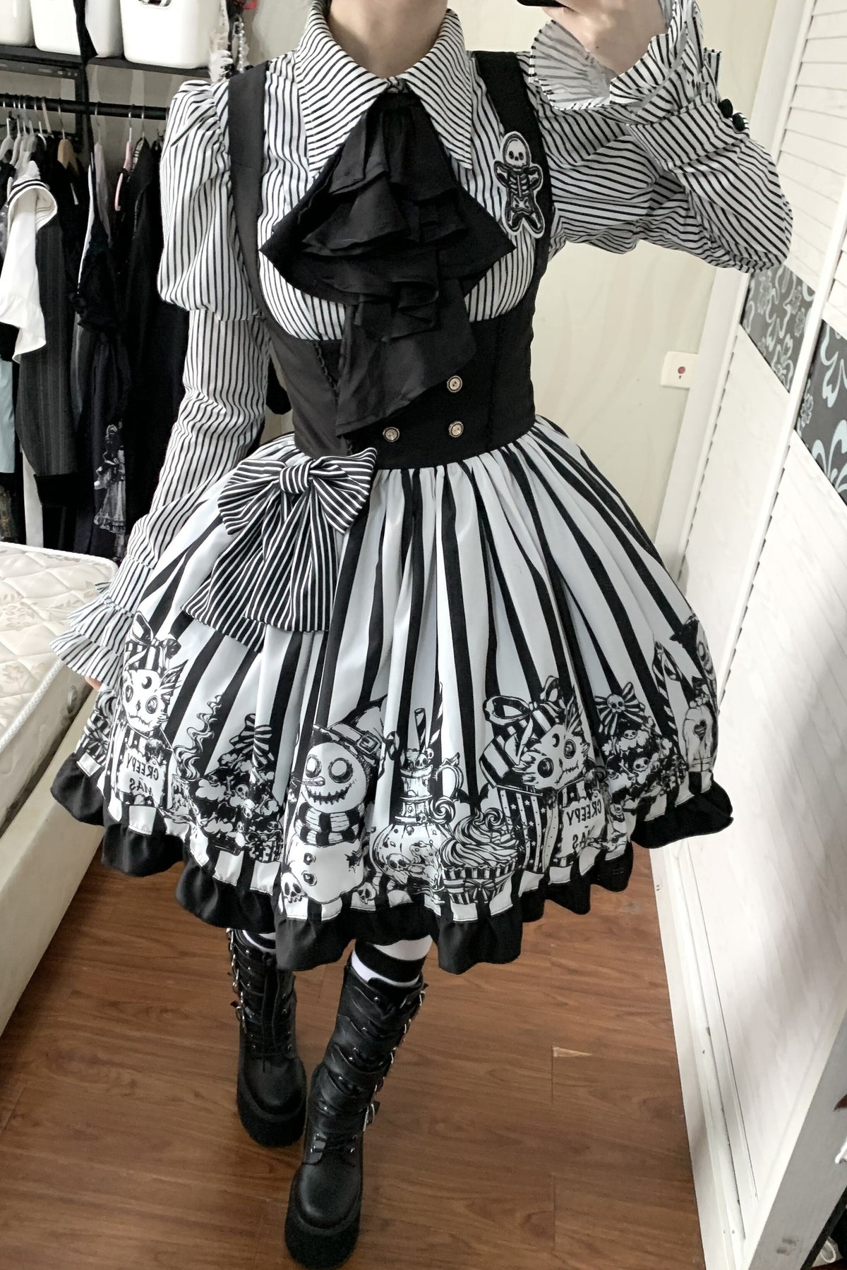 Weird Christmas Doll Bear Jsk Bustier Dress and Shirt Set-Up