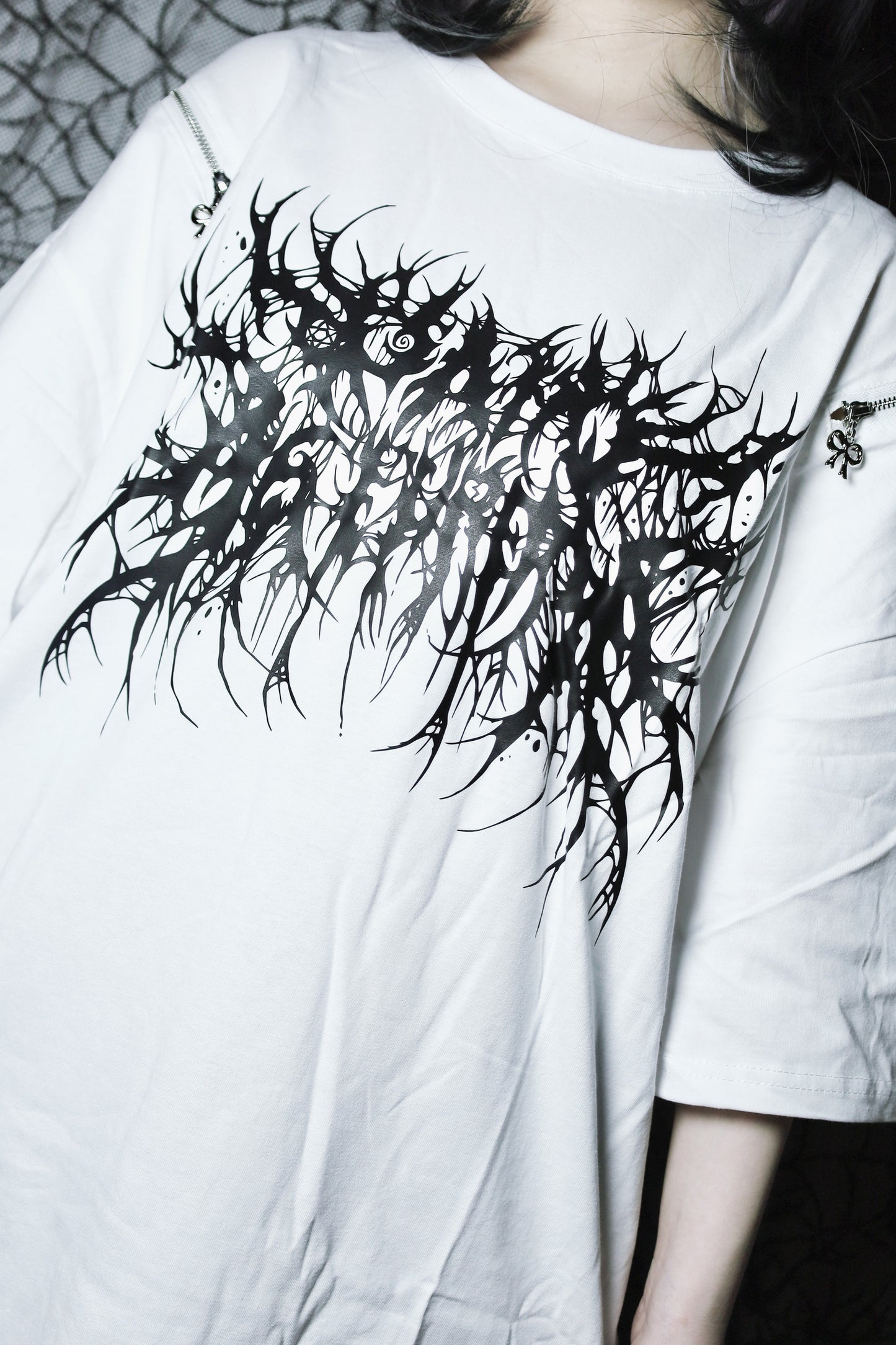 サブカルパンクオフショルTシャツ