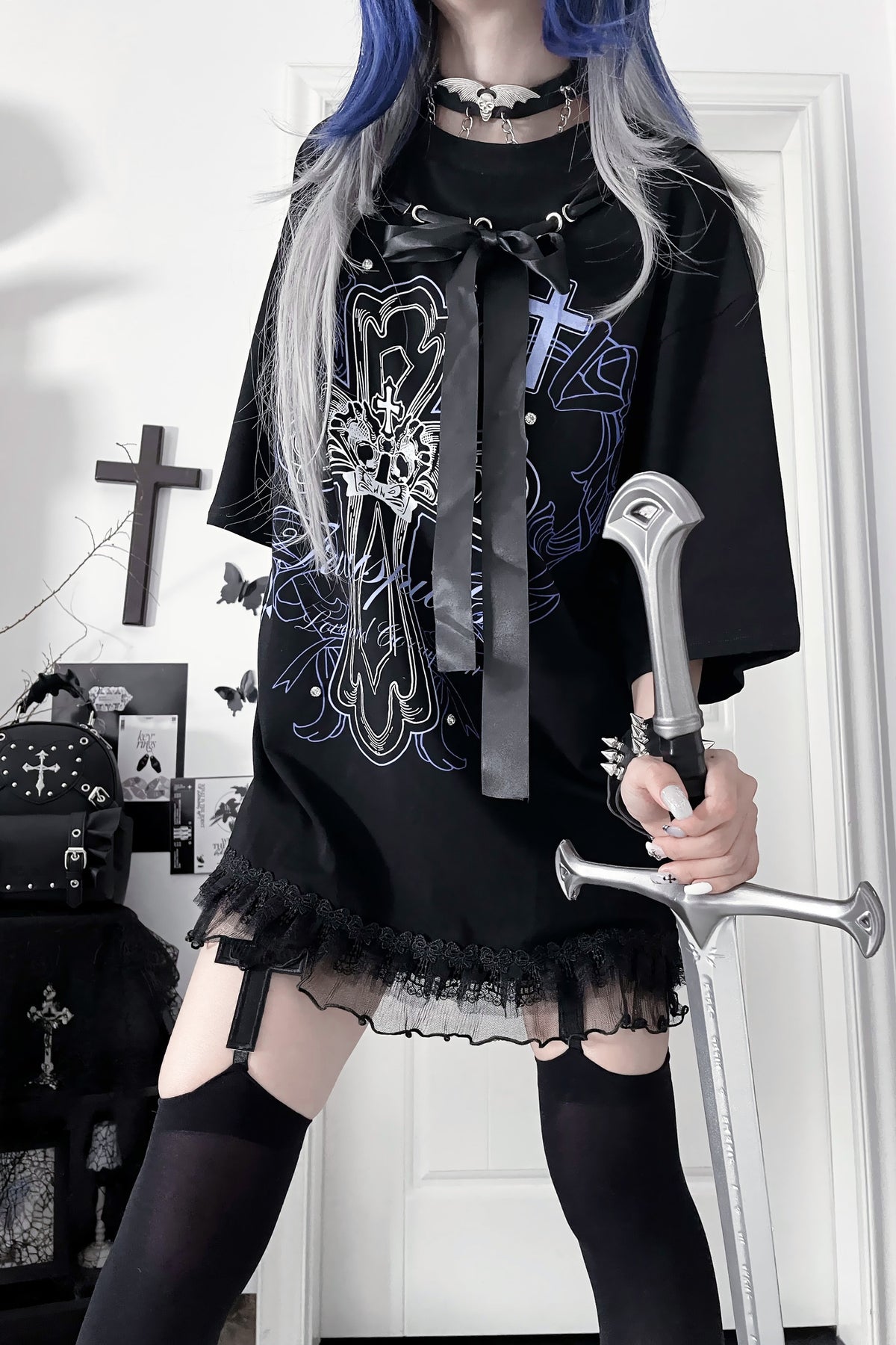 Camiseta holgada de manga corta Night Blood carta de amor