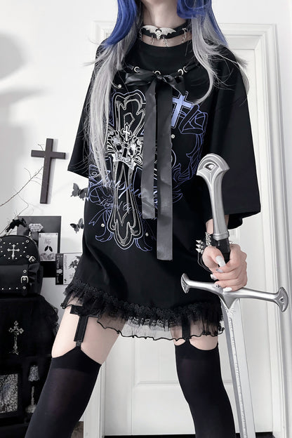 Camiseta holgada de manga corta Night Blood carta de amor