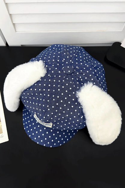 Long-Eared Plush Octagonal Newsboy Cap