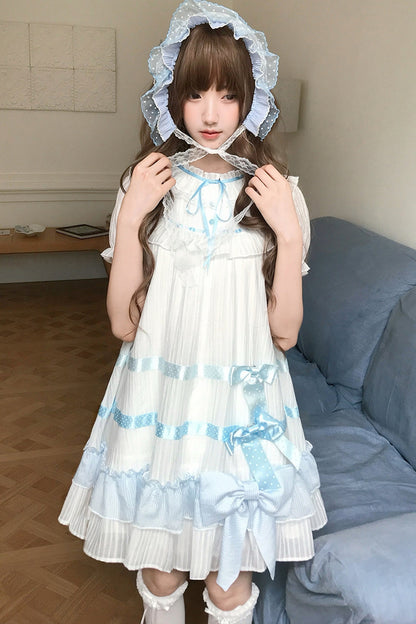 Milky Blue Princess Ribbon Dress