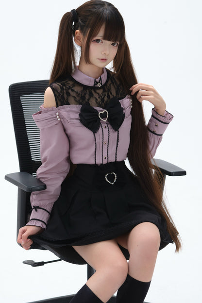 Japanese Lace Tencel Shirt And Skirt Set