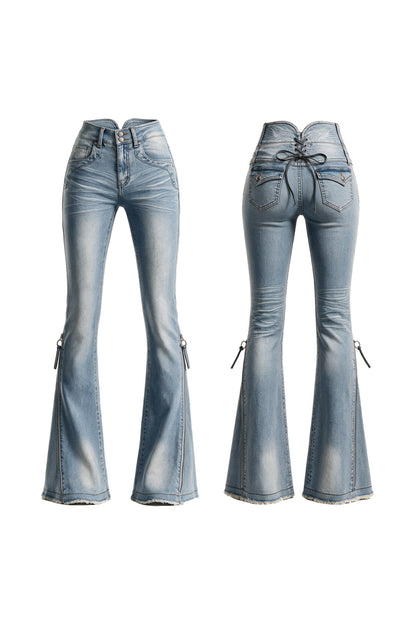 High Waist Angel Wing Flared Jeans