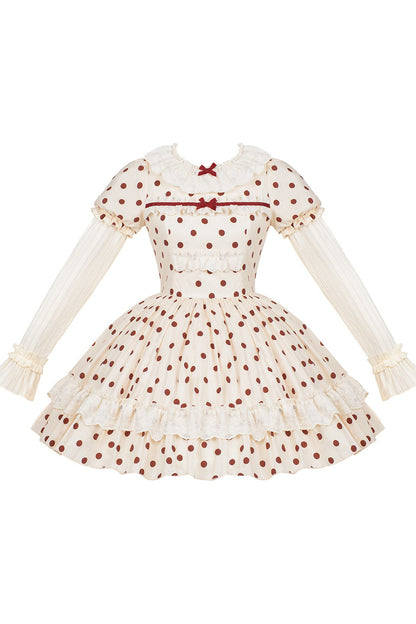 Cotton Polka Dot Print OP Dress Set-Up