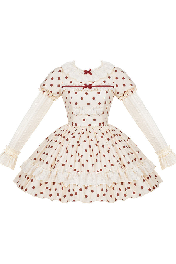 Cotton Polka Dot Print OP Dress Set-Up