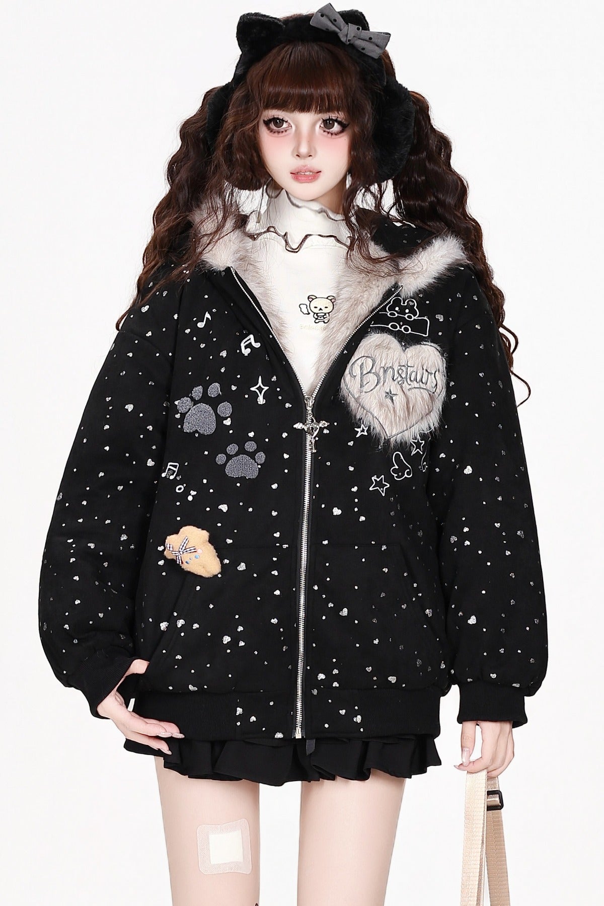 Veste matelassée à capuche avec oreilles de lapin
