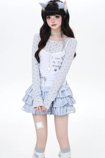 Dotted Sheer Layered Subculture Top
