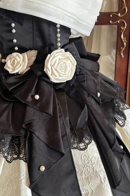 Prinzessinnen-Lolita-Kleid mit Perlen und Rosen