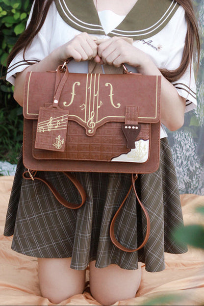 Chocolate Embroidered School Bag