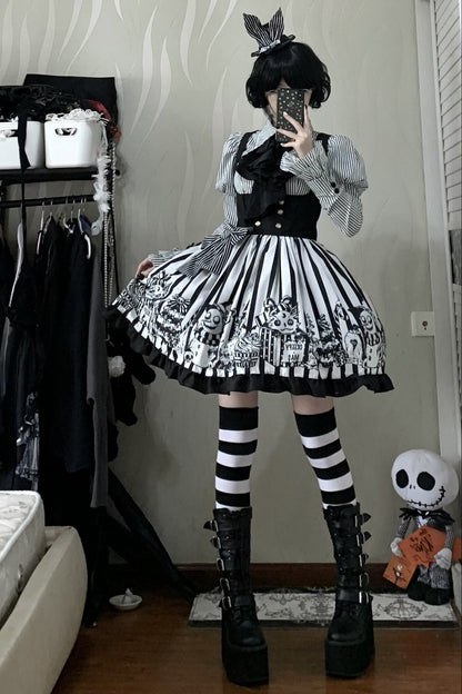 Weird Christmas Doll Bear Jsk Bustier Dress and Shirt Set-Up