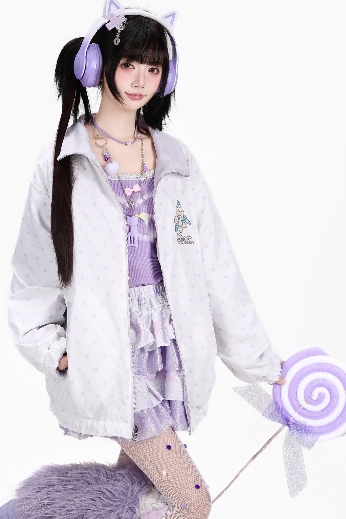 Reversible Cat Polka Dot Suede Jacket