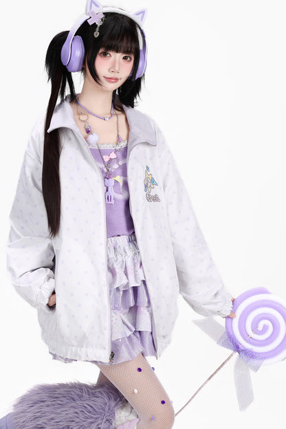 Reversible Cat Polka Dot Suede Jacket