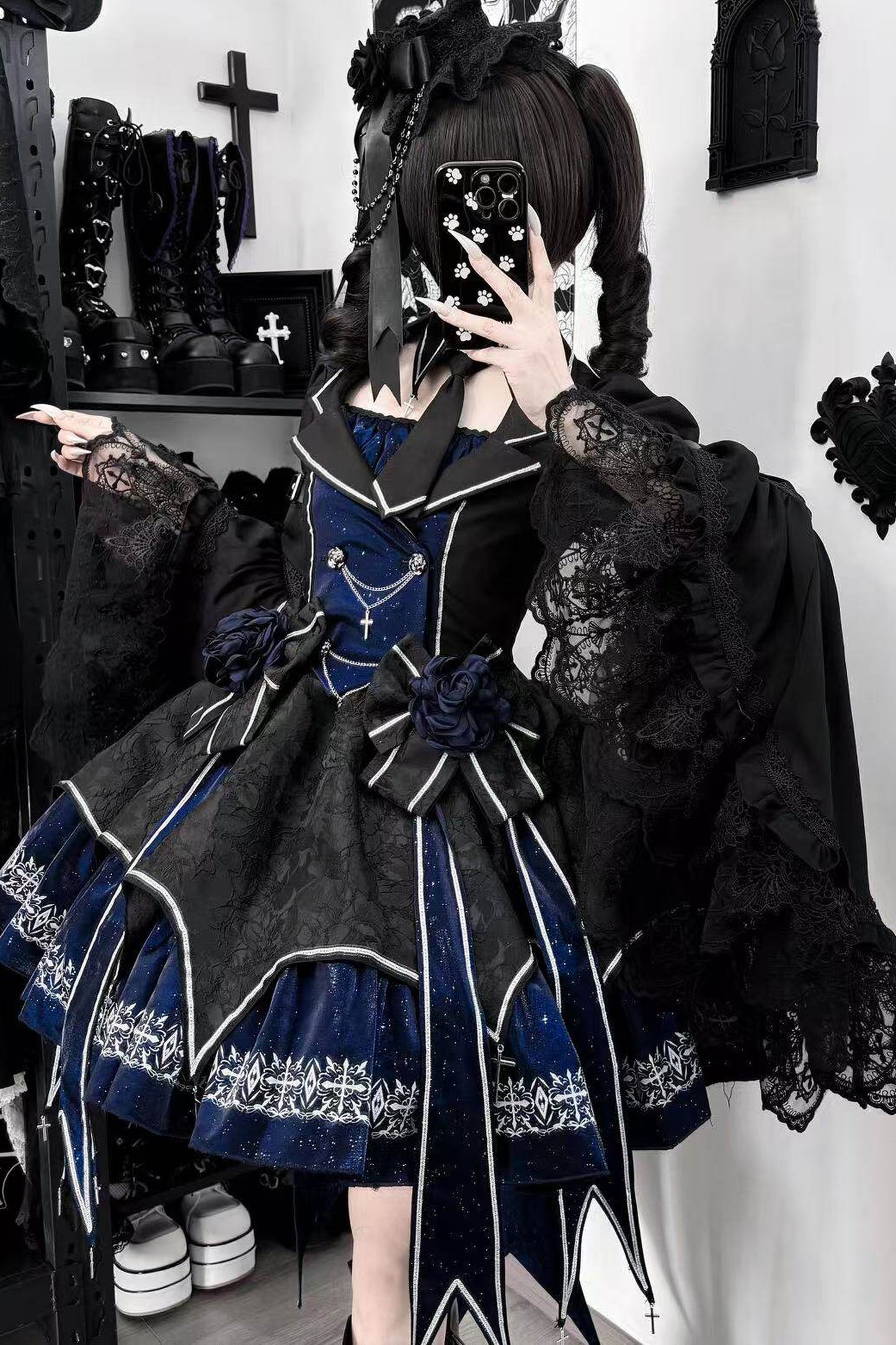 Dark Flame Princess Gothic Lolita Dress+Coat