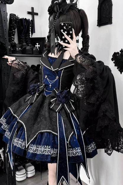 Dark Flame Princess Gothic Lolita Dress+Coat