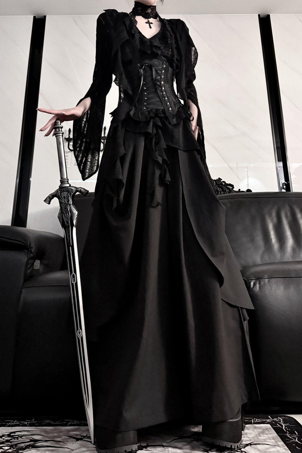 High-Waisted Wide-Leg Skirt Set