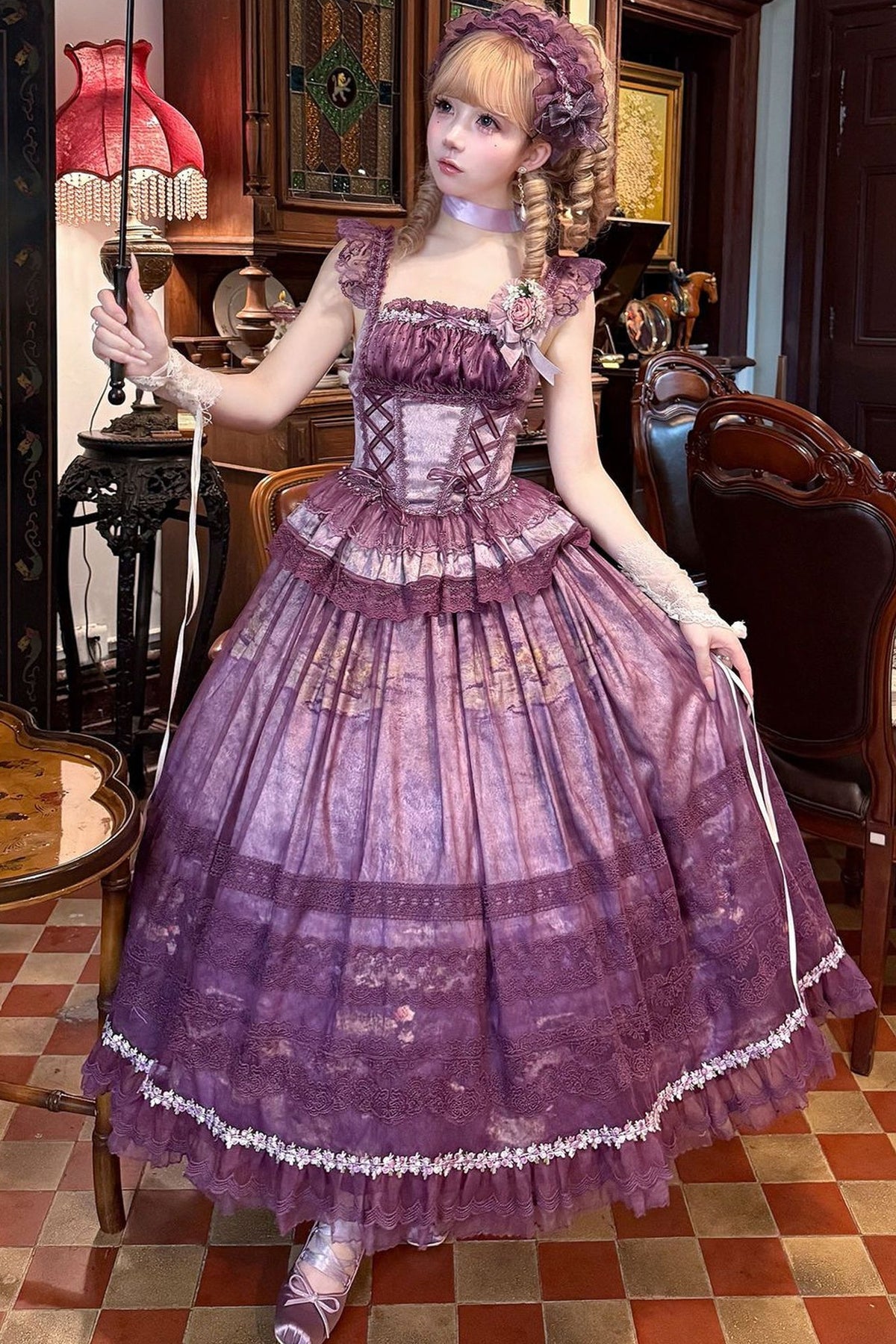 Misty Grape Garden Lolita Cami and Skirt Set-Up