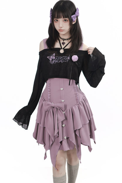 Butterfly Island ensemble robe en dentelle irrégulière avec haut à épaules dénudées