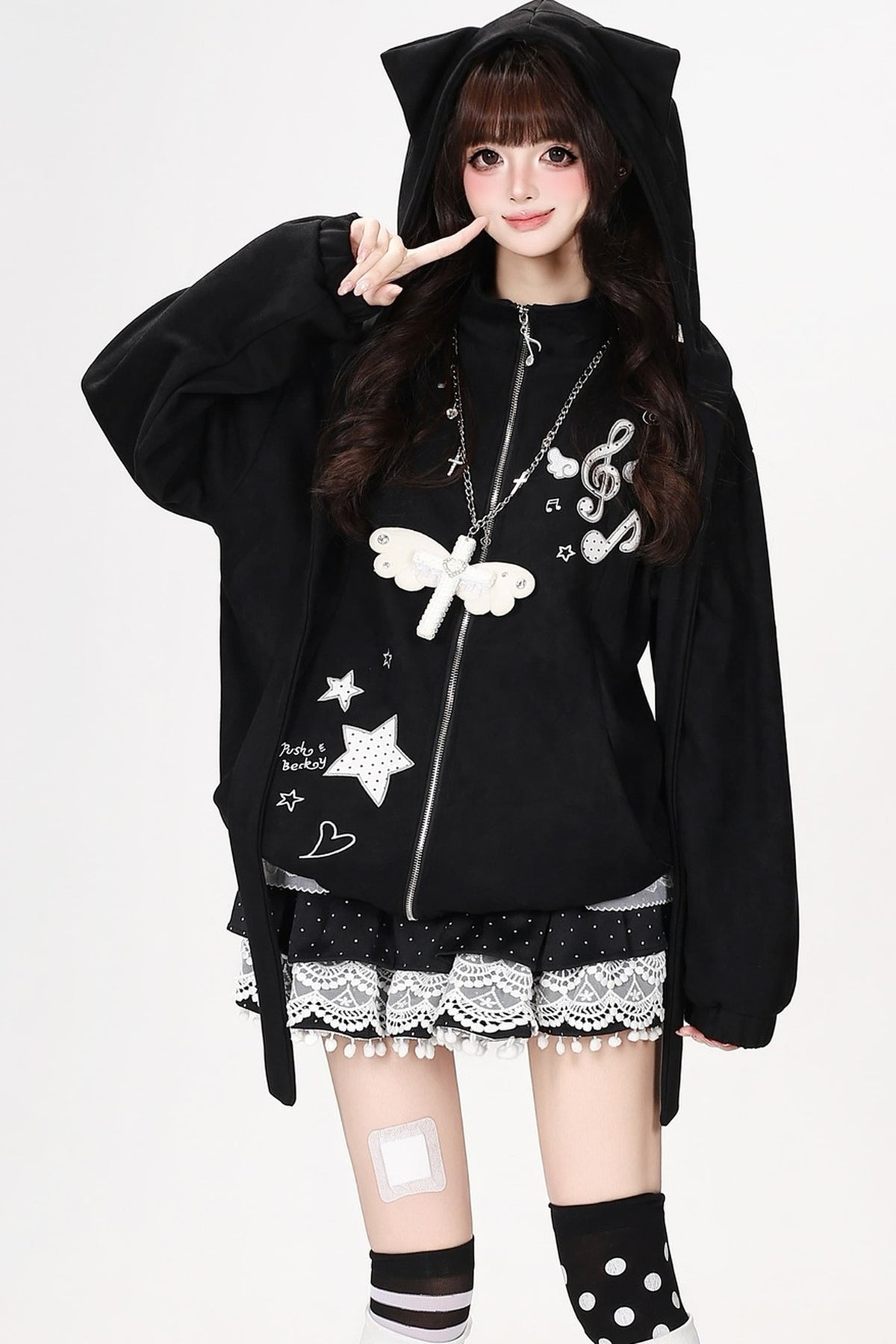 Detachable Cat Ear Faux Suede Jacket