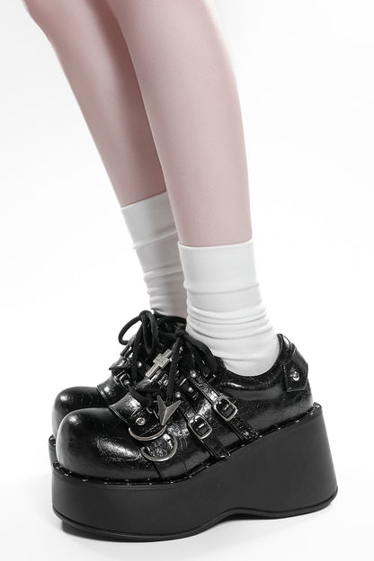 Y2K Punk Thick-Soled Leather Shoes